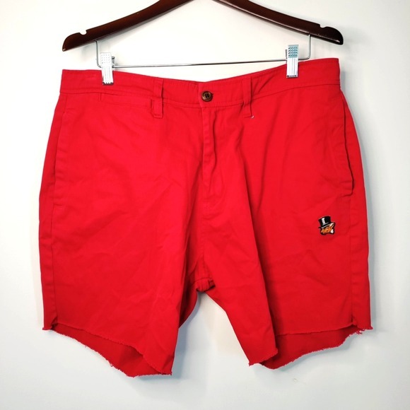 AKOO Empire Fox Men 34‎ Red No Rivals Fringe Hem Golf Beach Running Vacation Y2K - Picture 1 of 8
